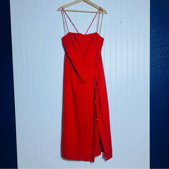 Free People Francesca Midi Dress Size XL NWT Open, tie-back side slit unlined - Picture 5 of 14